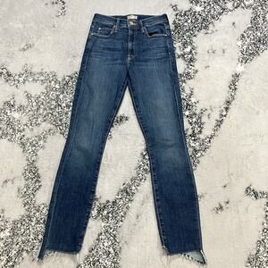 MOTHER The Stunner Zip Two Step Fray Skinny Jeans Womens Size 24 Made in‎ USA